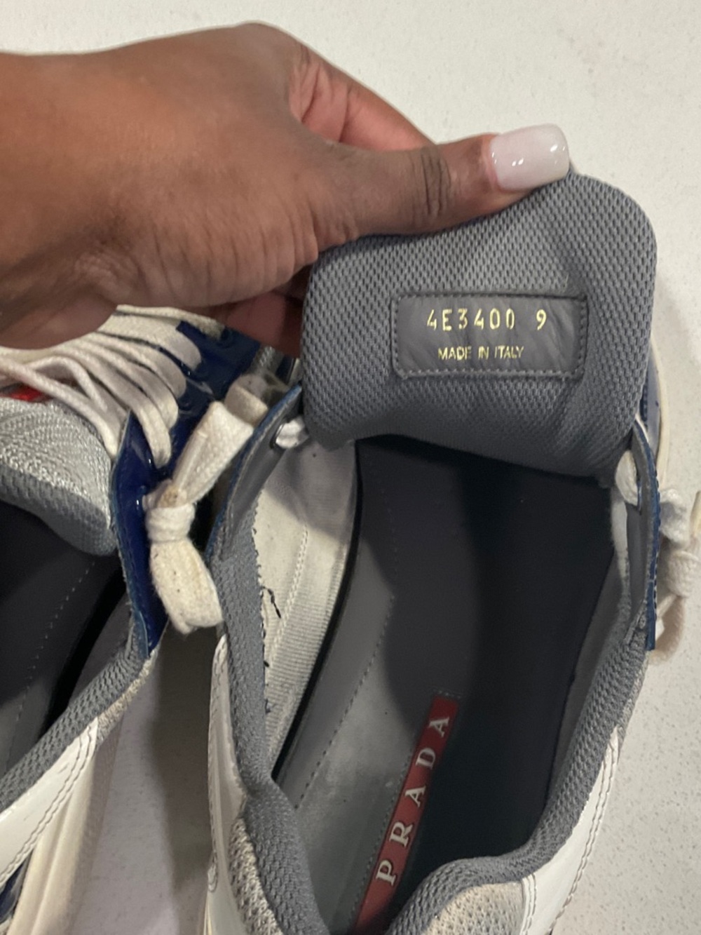 Men's Blue and White Prada Sneaker - Picture 9 of 11